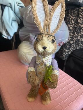 Lavender Bunny Decorative Figure with Carrot - Pets Small Pets